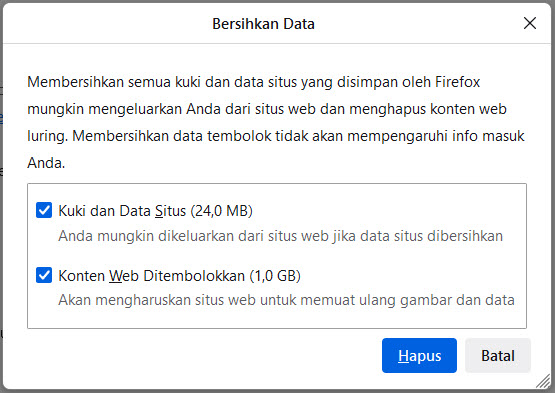 Cara Membersihkan Cache Di Mozilla Firefox