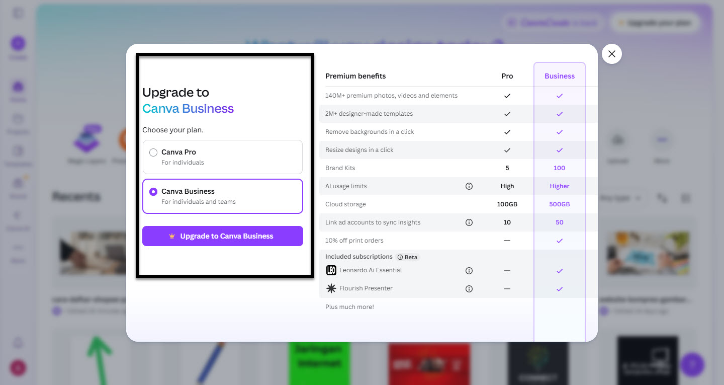 Cara Upgrade Canva Ke Canva Business Terbaru