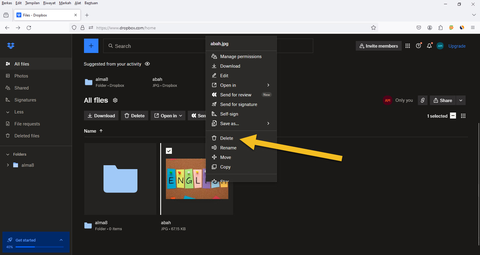 Cara Menghapus File Yang Disimpan Di Dropbox
