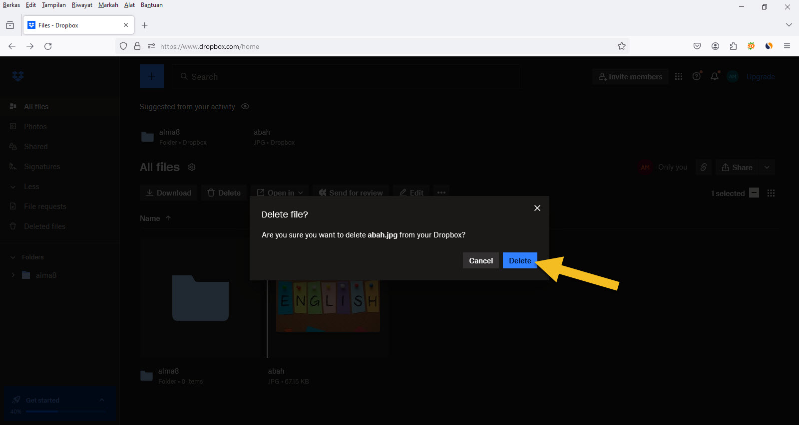 Cara Menghapus File Yang Disimpan Di Dropbox