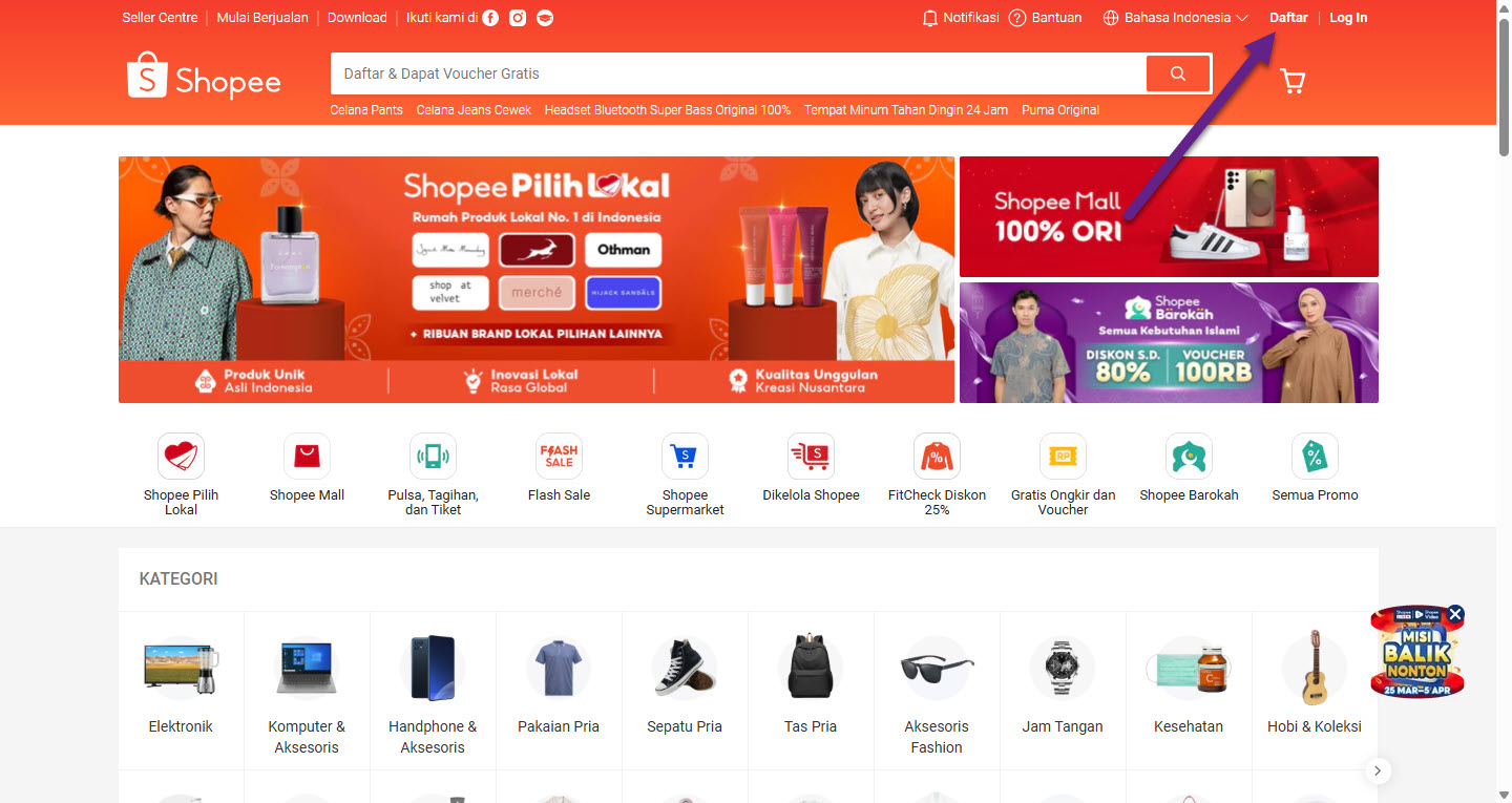 Cara Daftar Shopee Pakai Nomor HP Terbaru