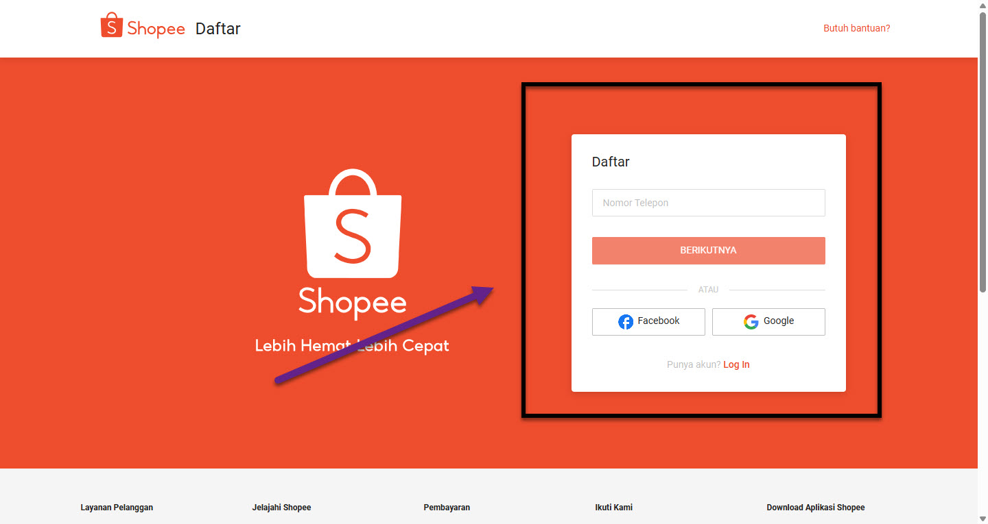 Cara Daftar Shopee Pakai Nomor HP Terbaru