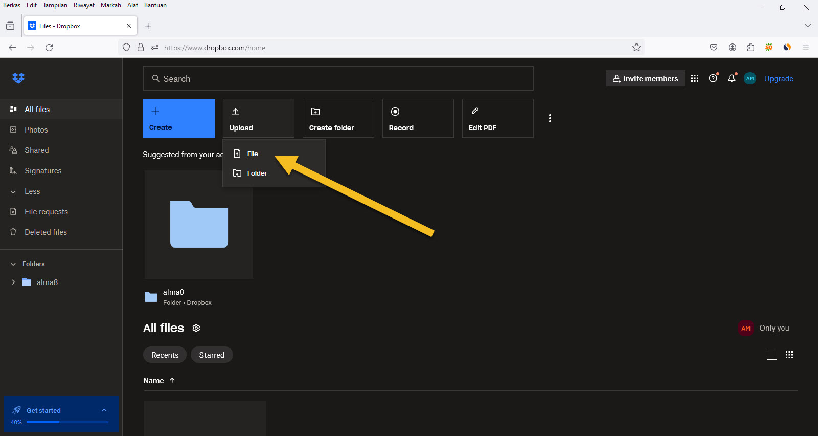 Cara Upload File Ke Dropbox